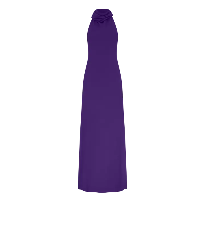 LONG HALTERNECK DRESS WITH POCKETS AND OPEN BACK online